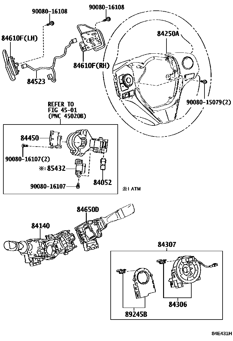 Toyota COROLLA 开关和继电器和ECU EPC diagram — 84E431H