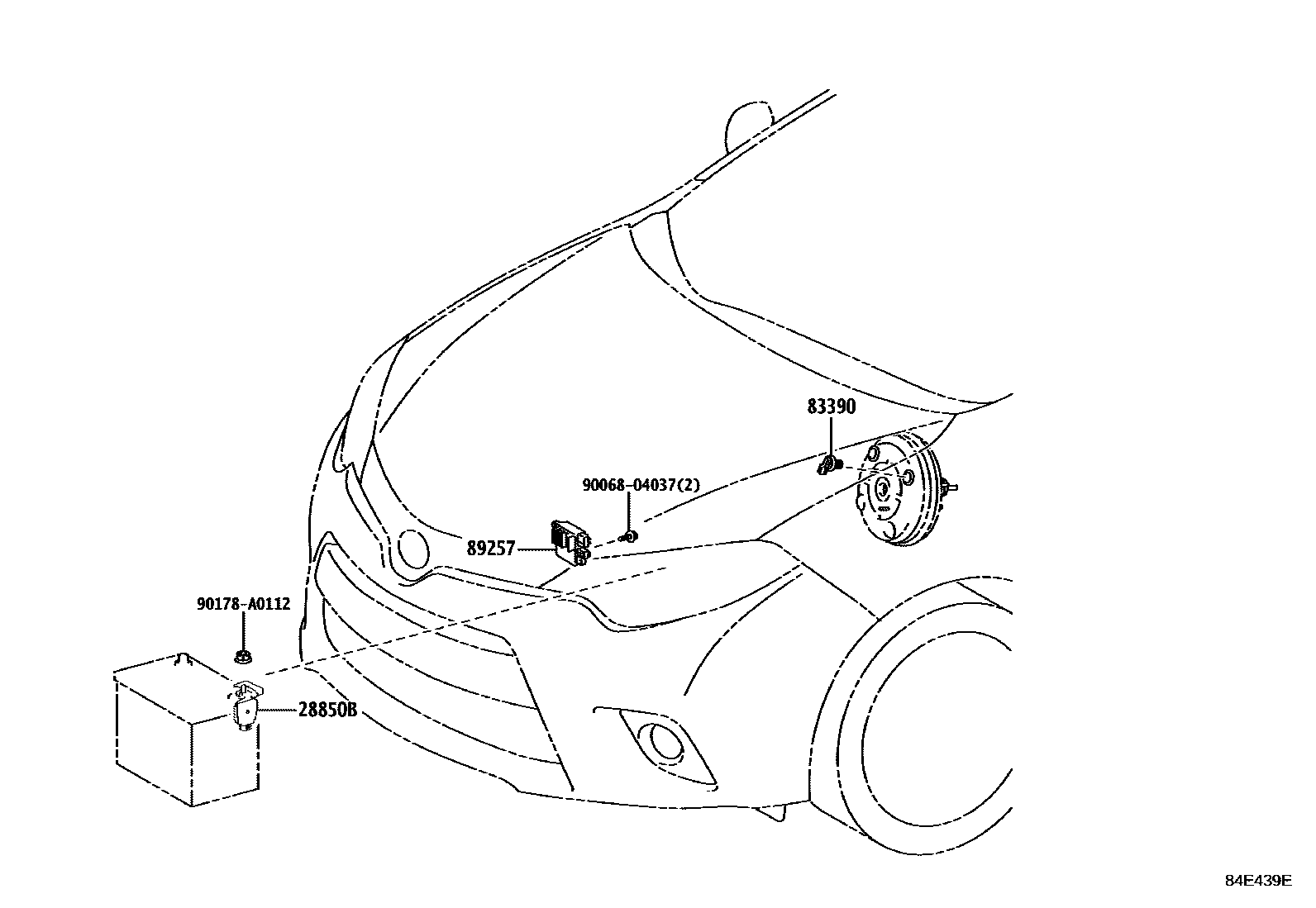 Toyota COROLLA 开关和继电器和ECU EPC diagram — 84E439E
