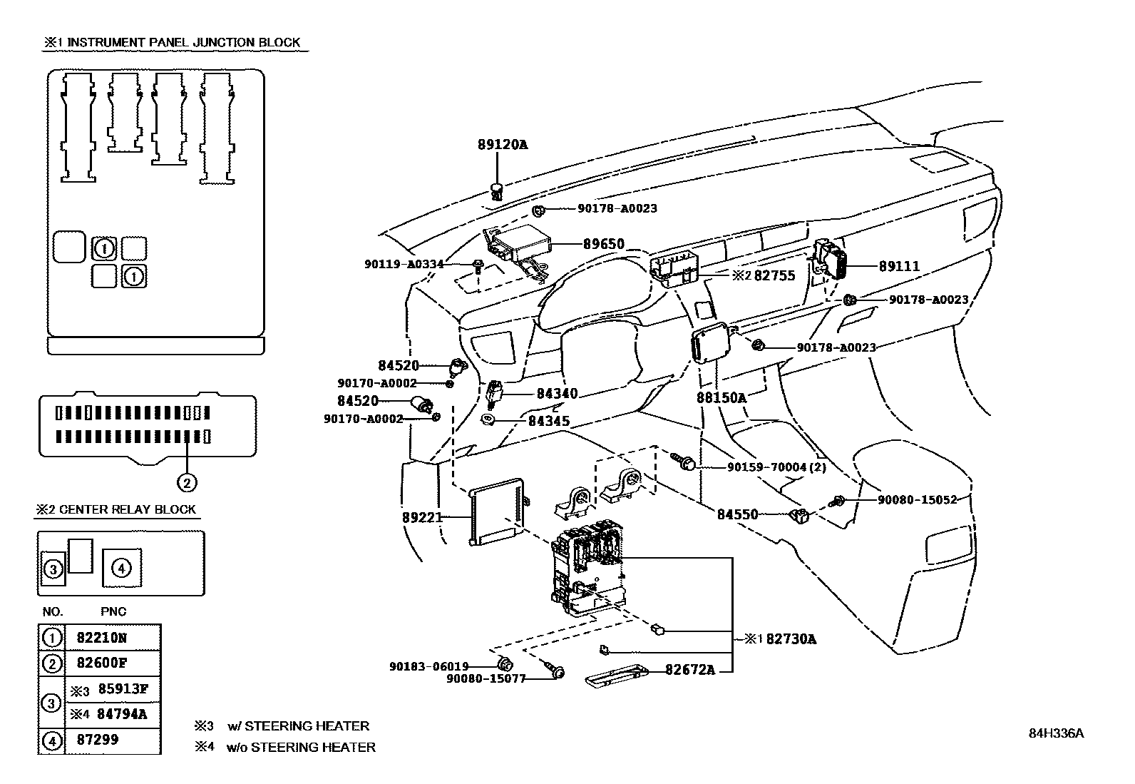 Toyota COROLLA 开关和继电器和ECU EPC diagram — 84H336A
