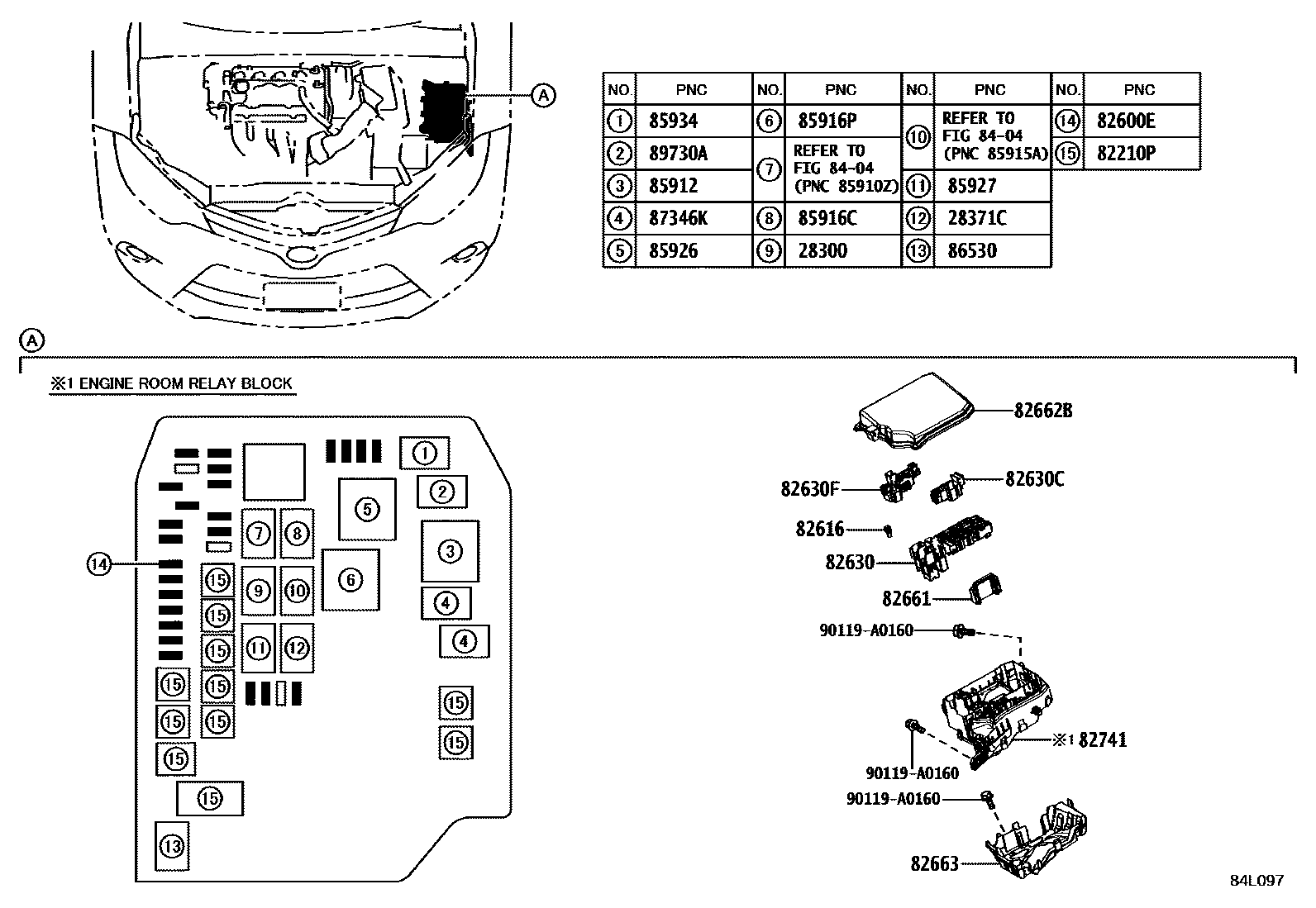 Toyota COROLLA 开关和继电器和ECU EPC diagram — 84L097