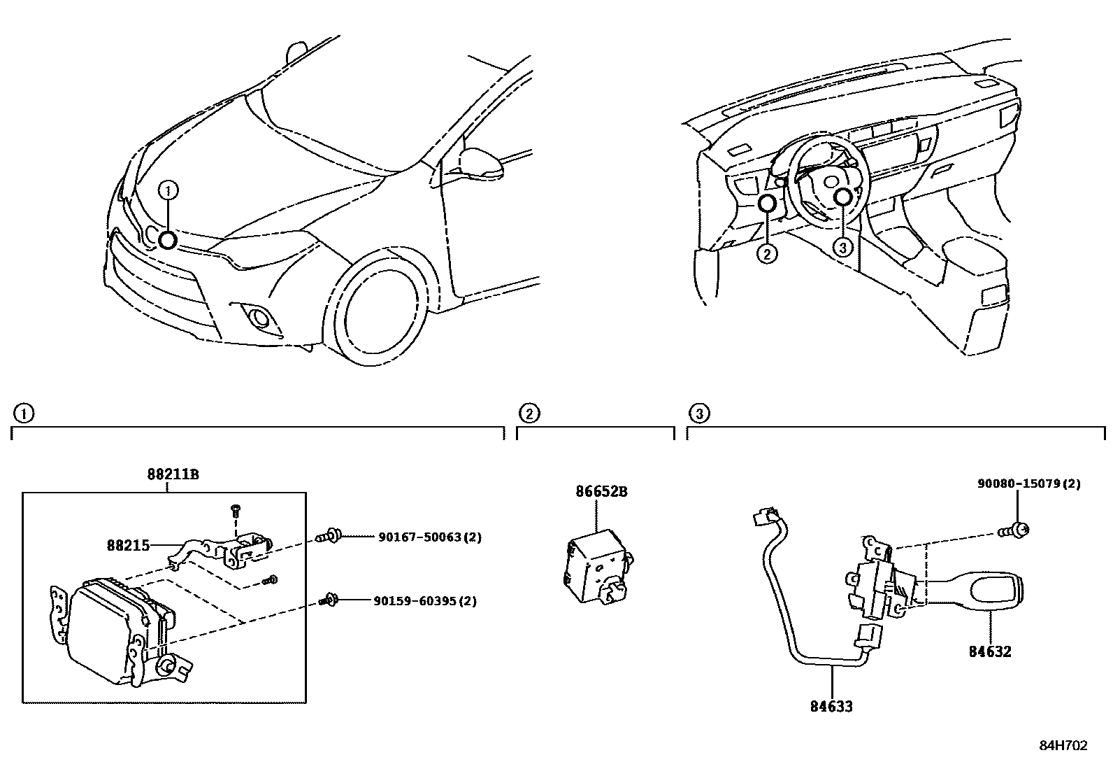 Toyota COROLLA 巡航控制(自动行驶) EPC diagram — 84H702