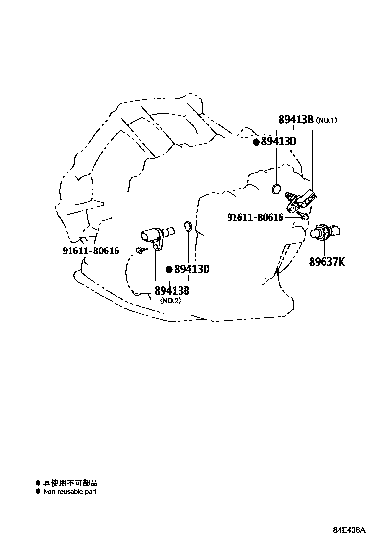 Toyota COROLLA 超速档和电子控制变速器 EPC diagram — 84E438A