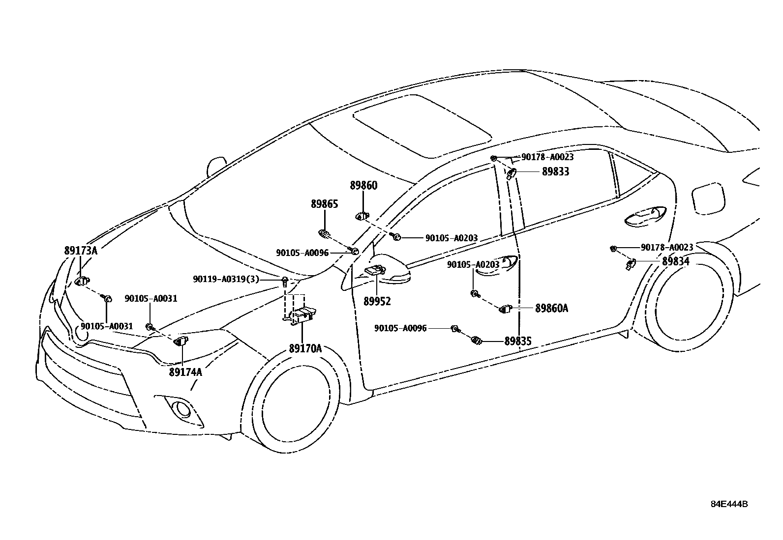 Toyota COROLLA 空气囊 EPC diagram — 84E444B