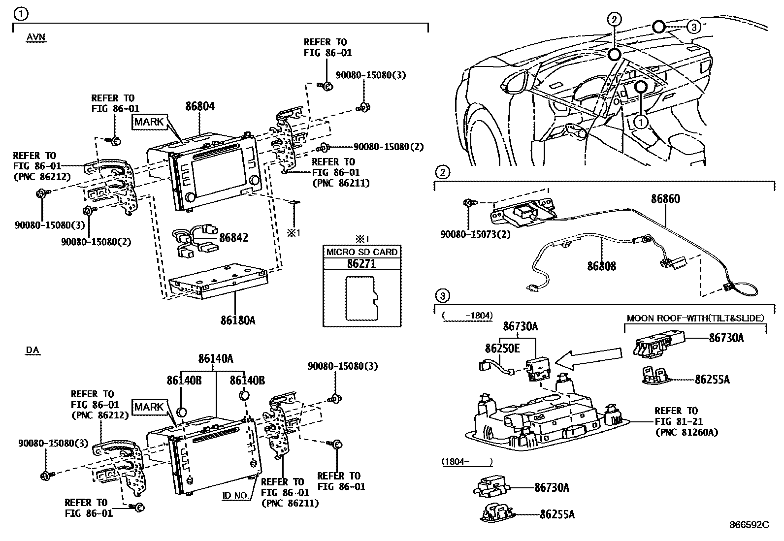 Toyota COROLLA 导航和前监视器显示屏 EPC diagram — 866592G