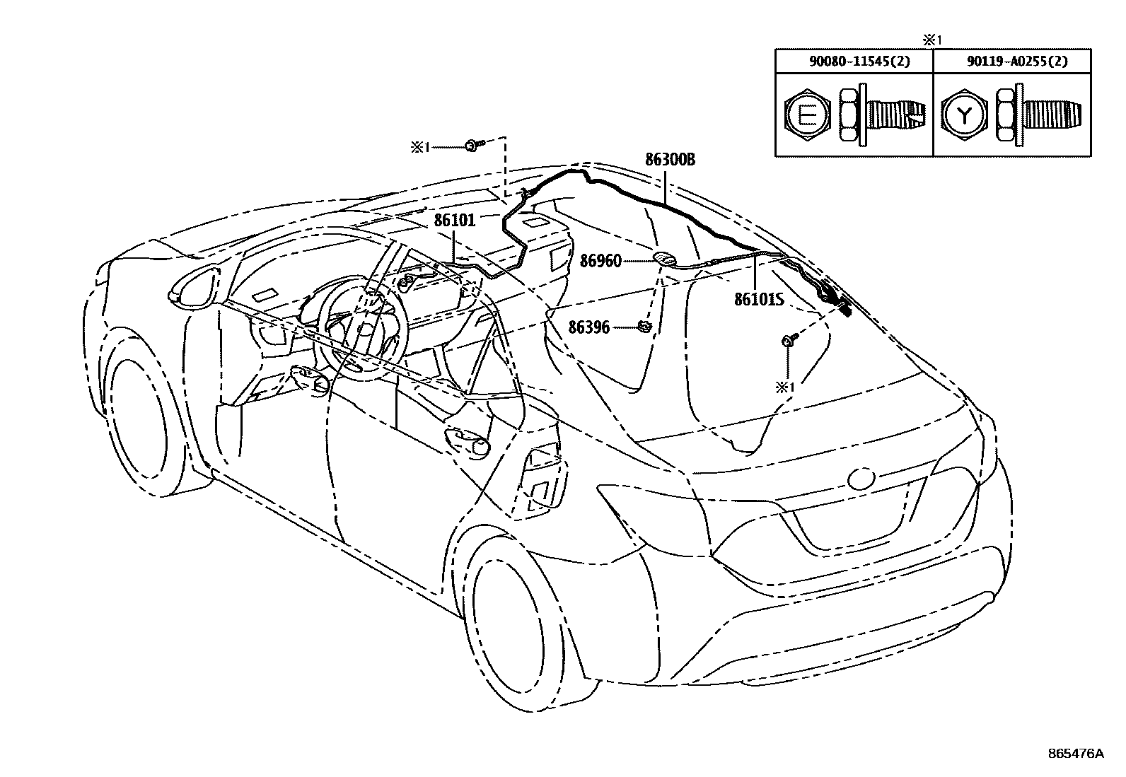Toyota COROLLA antenna EPC diagram — 865476A