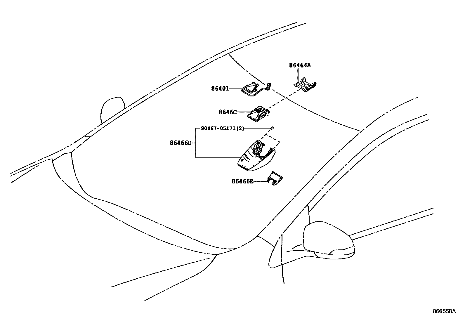 Toyota COROLLA 预碰撞安全系统 EPC diagram — 866558A