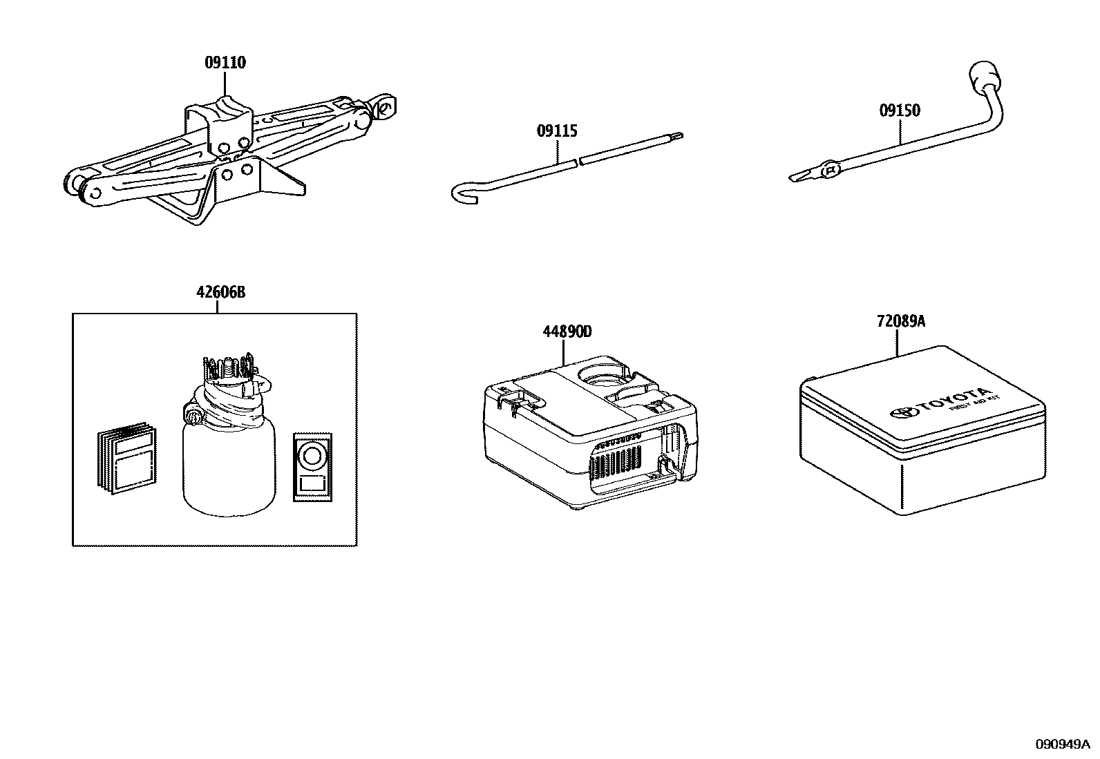 Toyota COROLLA Standard Tools EPC diagram — 090949A