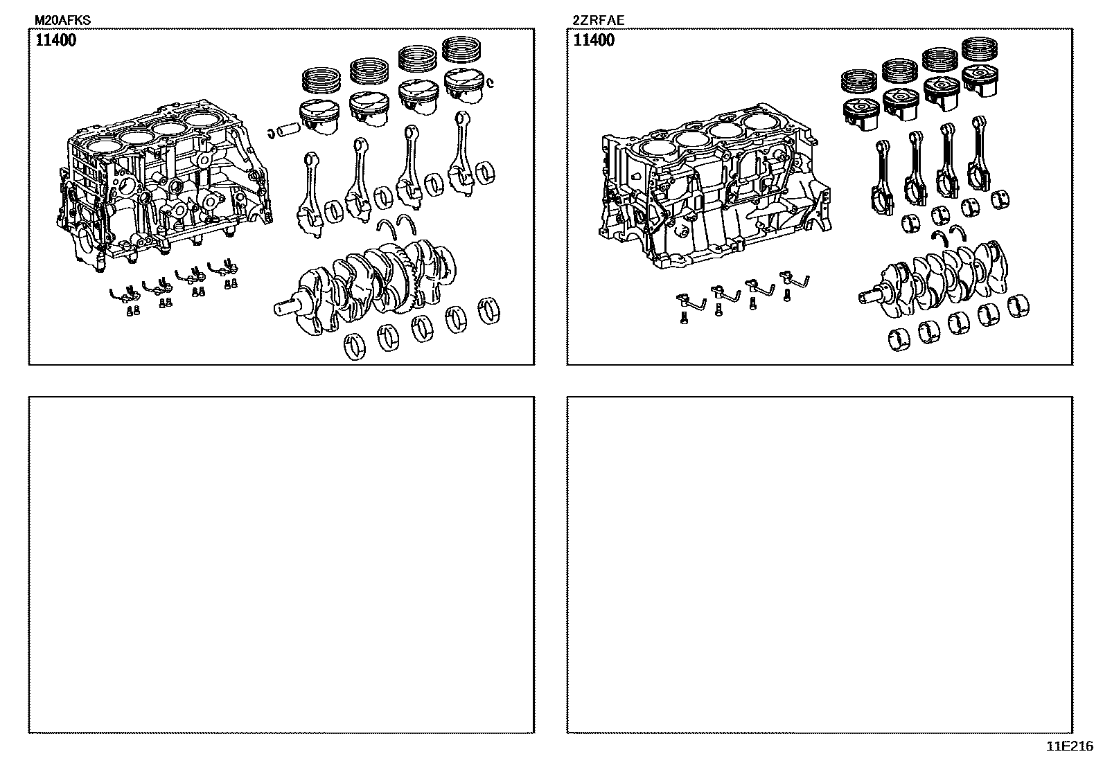 Toyota COROLLA Short Block Assembly EPC diagram — 11E216