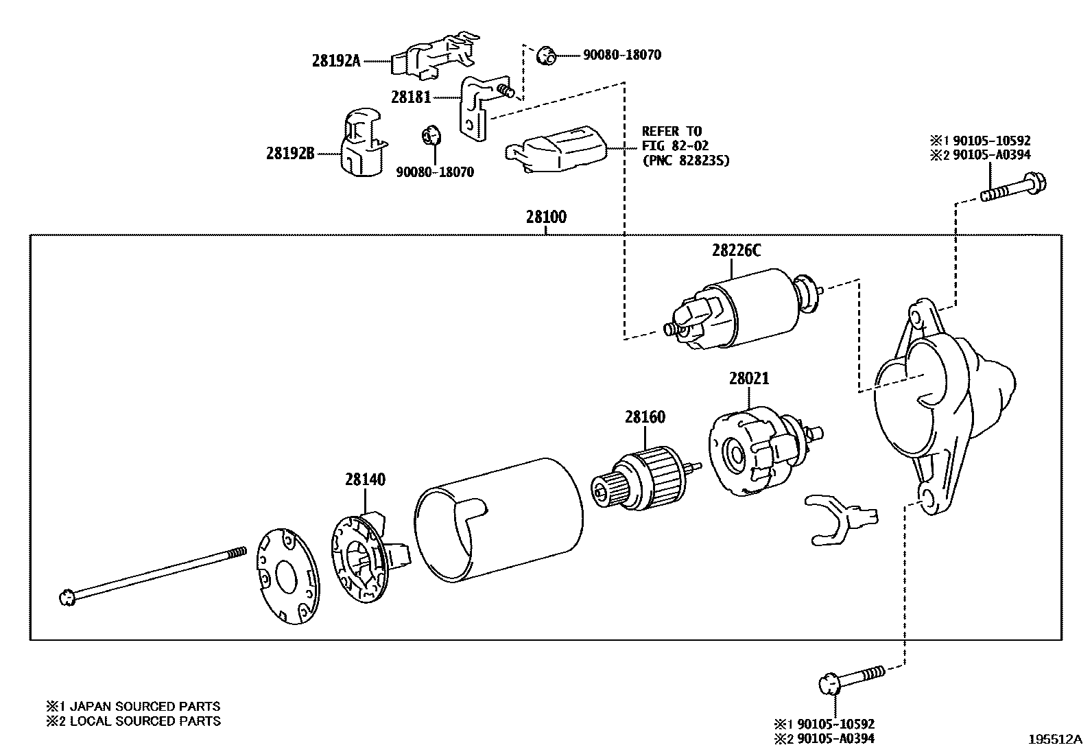 Toyota COROLLA 起动机 EPC diagram — 195512A