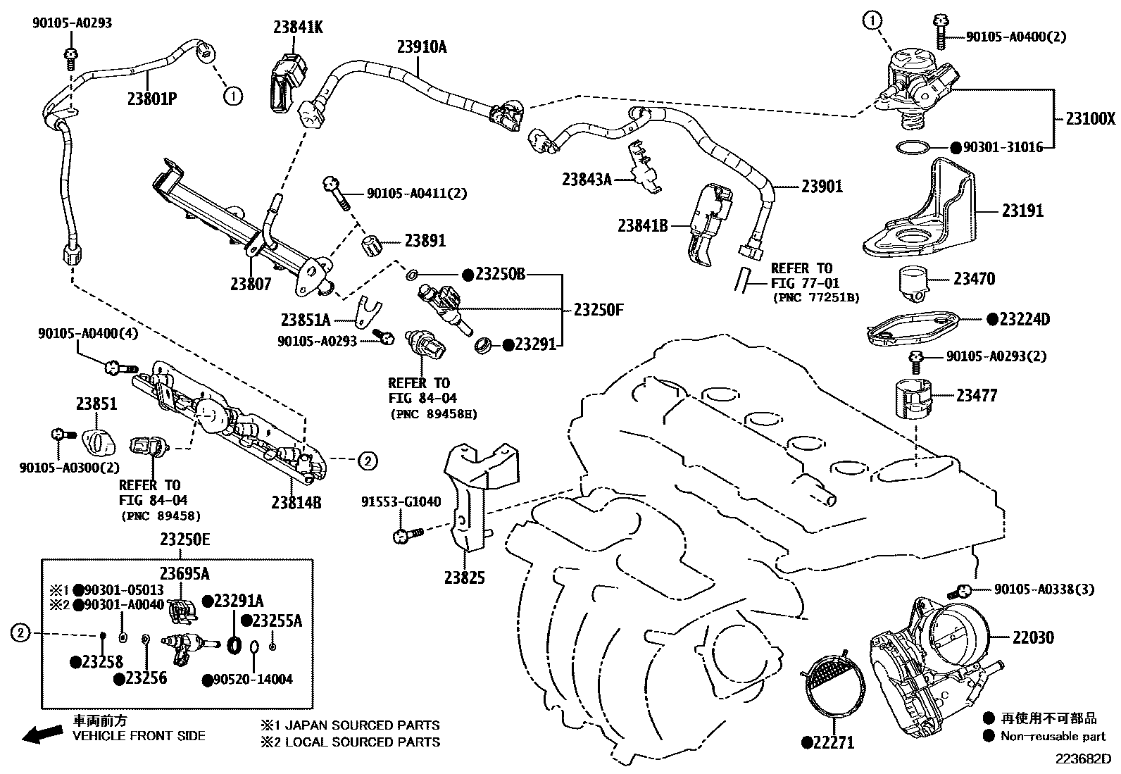 Toyota COROLLA 燃油喷射系统 EPC diagram — 223682D