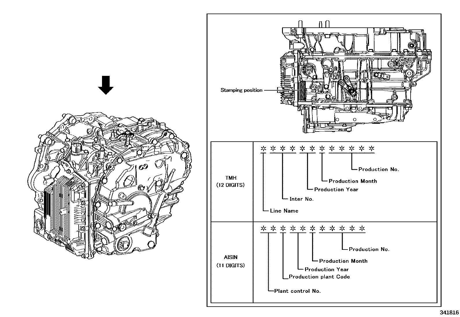 Toyota COROLLA 传动桥总成(CVT) EPC diagram — 341816