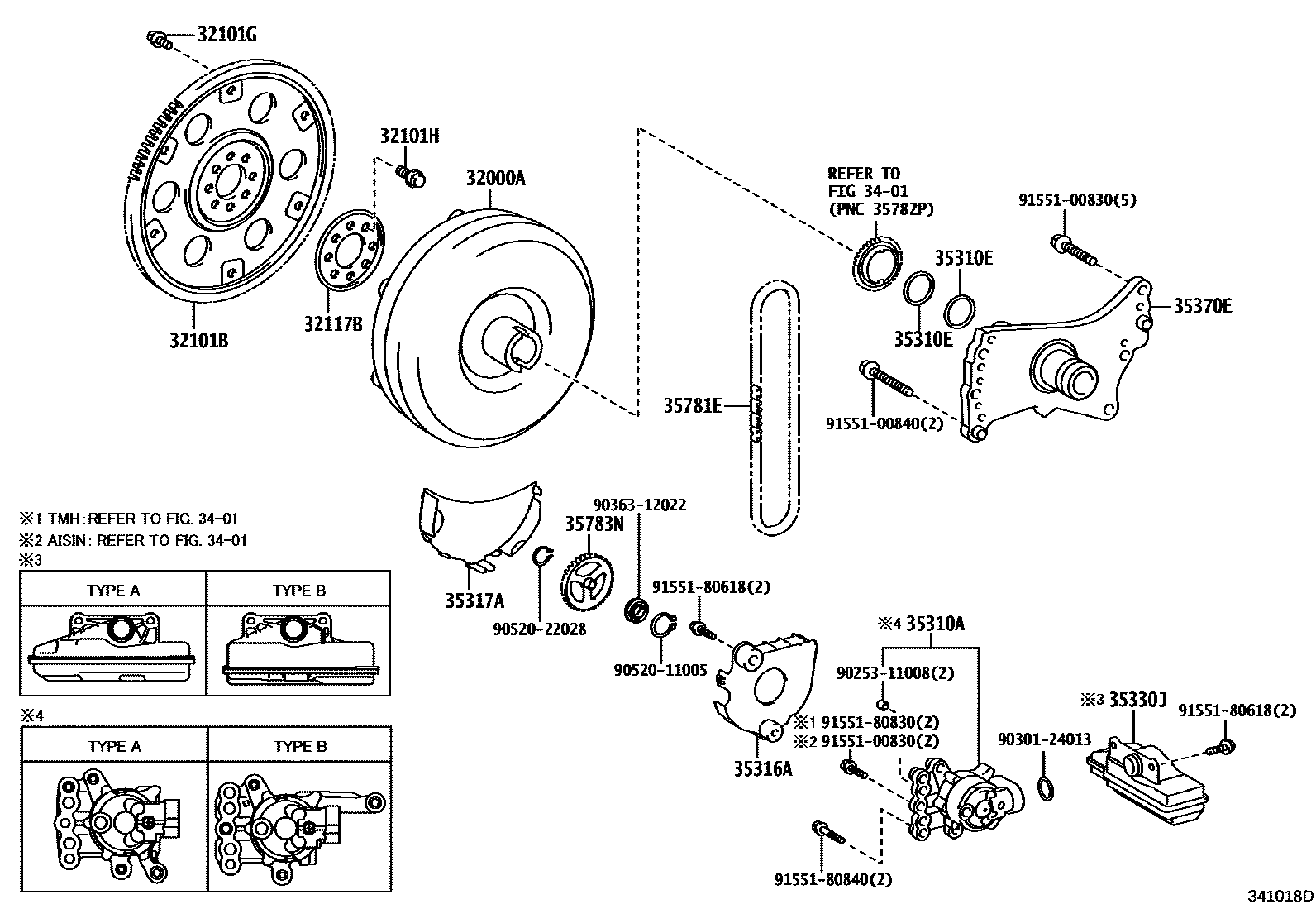 Toyota COROLLA 变矩器、前油泵(CVT) EPC diagram — 341018D
