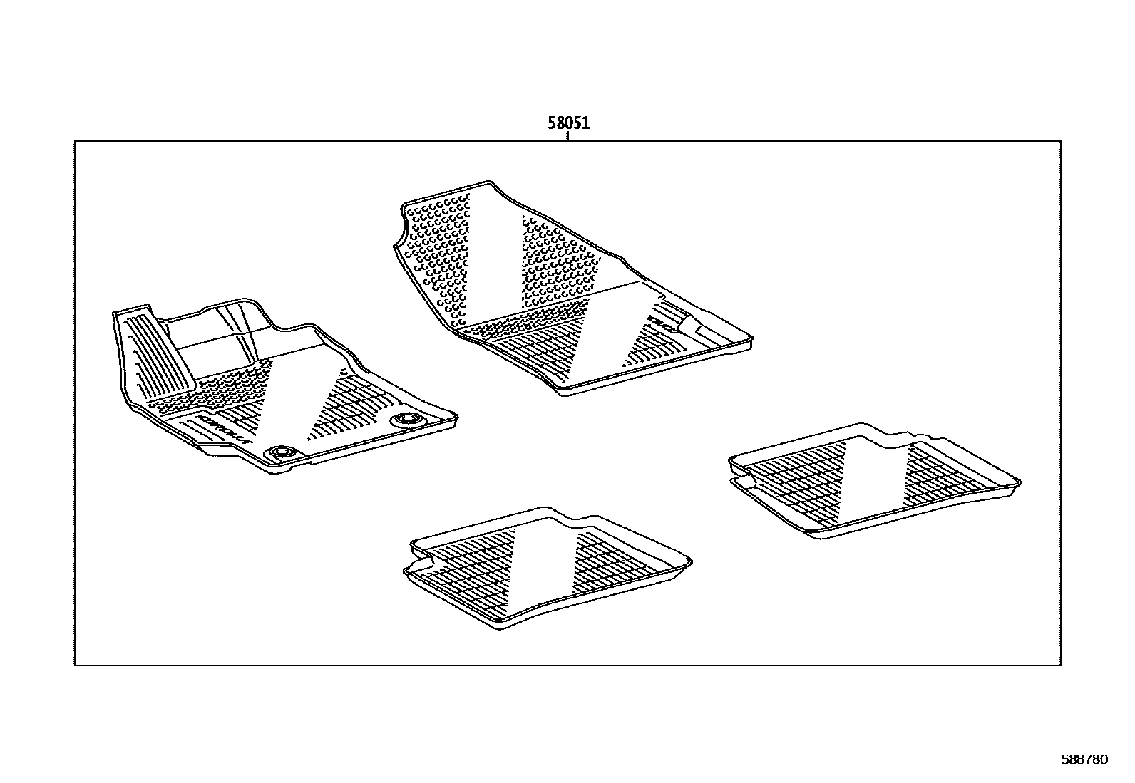 Toyota COROLLA 地板垫和地毯 EPC diagram — 588780