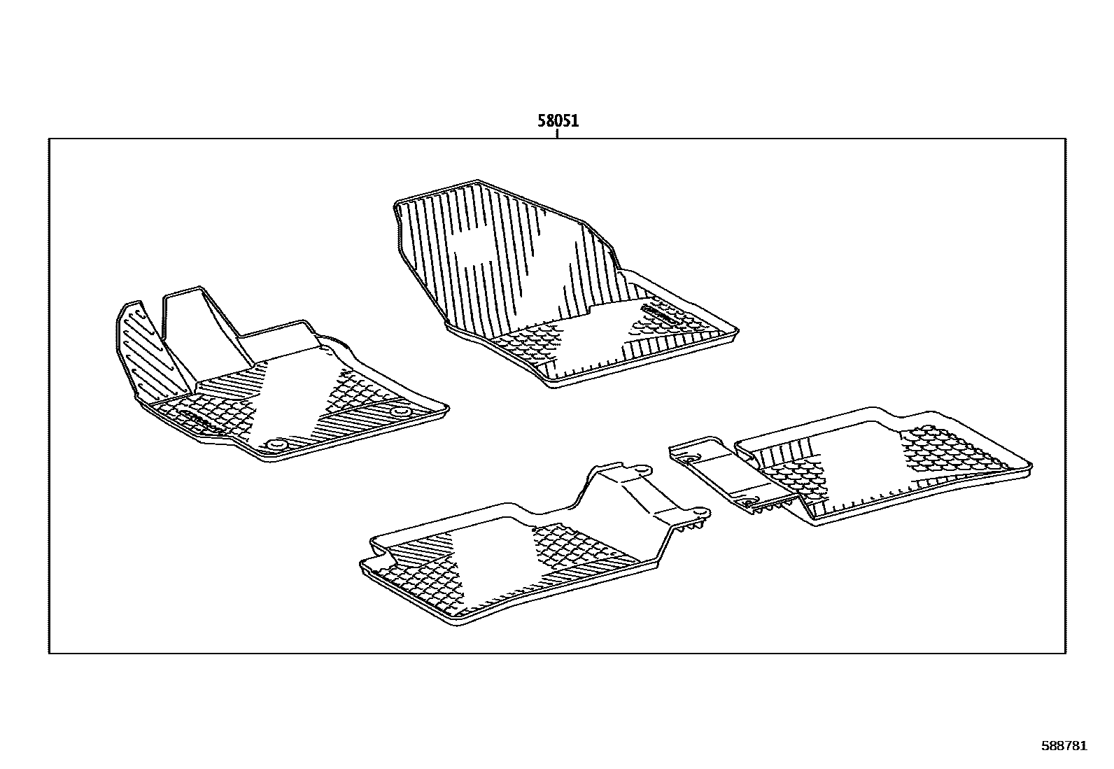 Toyota COROLLA 地板垫和地毯 EPC diagram — 588781