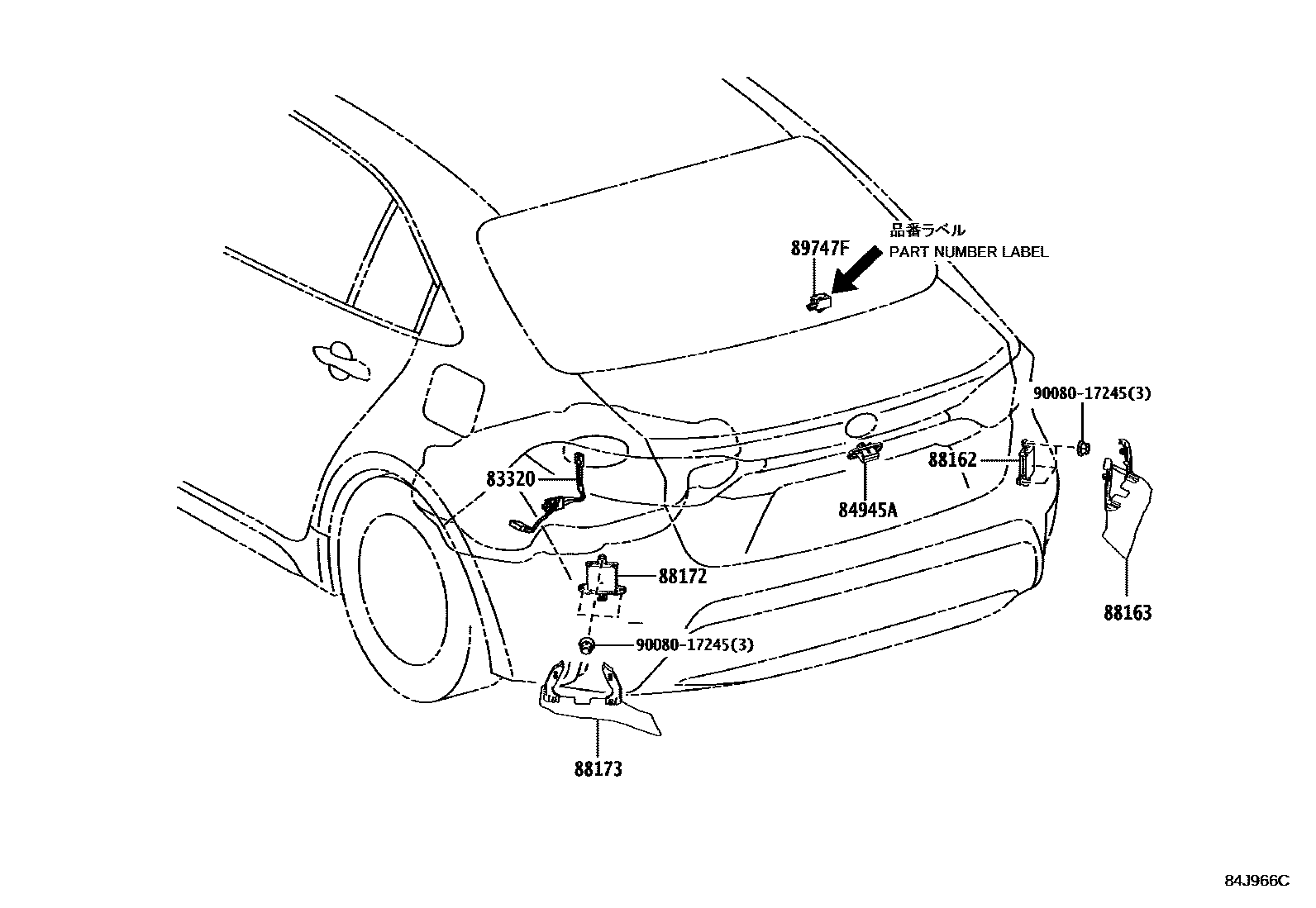Toyota COROLLA 开关和继电器和ECU EPC diagram — 84J966C