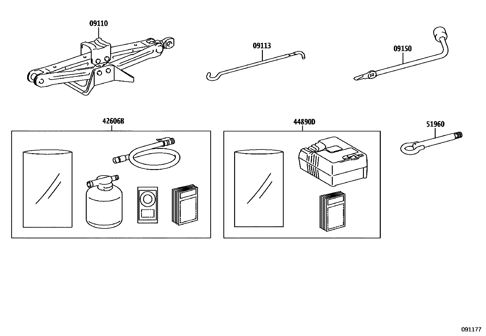 Toyota COROLLA Standard Tools EPC diagram — 091177