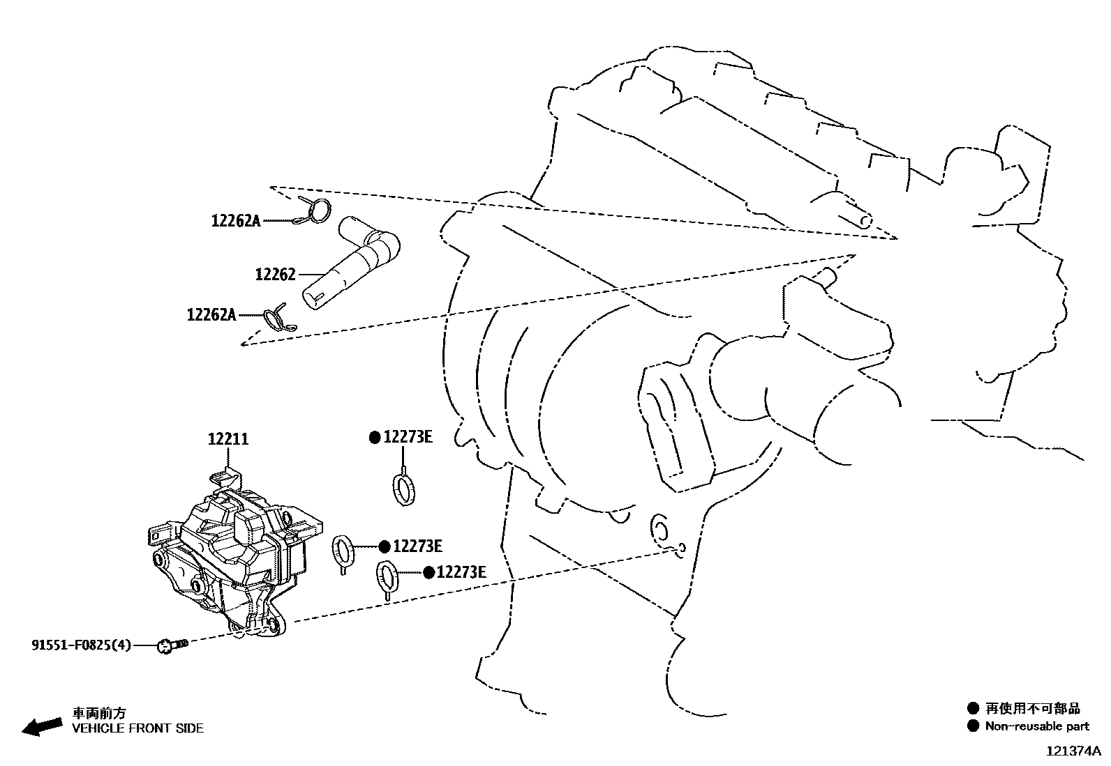 Toyota COROLLA Ventilation Hose EPC diagram — 121374A