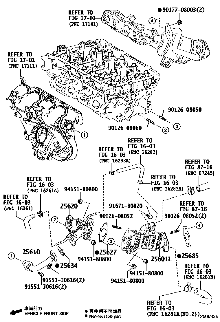 Toyota COROLLA 废气再循环系统 EPC diagram — 250683B