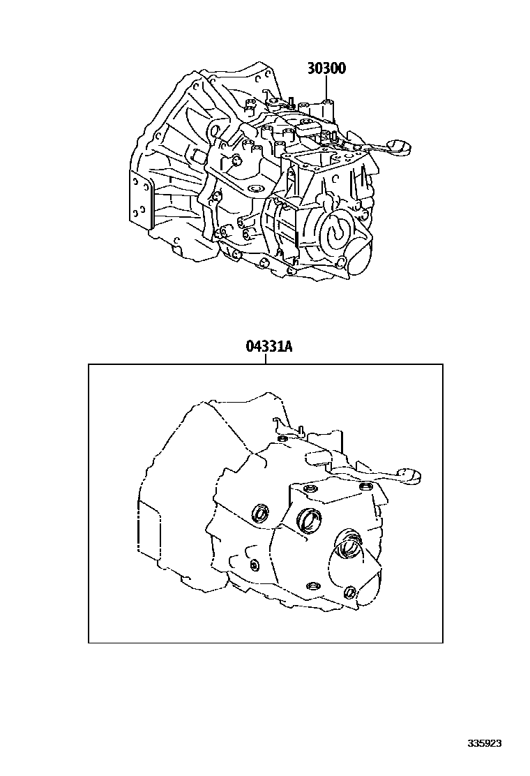 Toyota COROLLA 传动桥或变速器总成和衬垫组件(MTM) EPC diagram — 335923