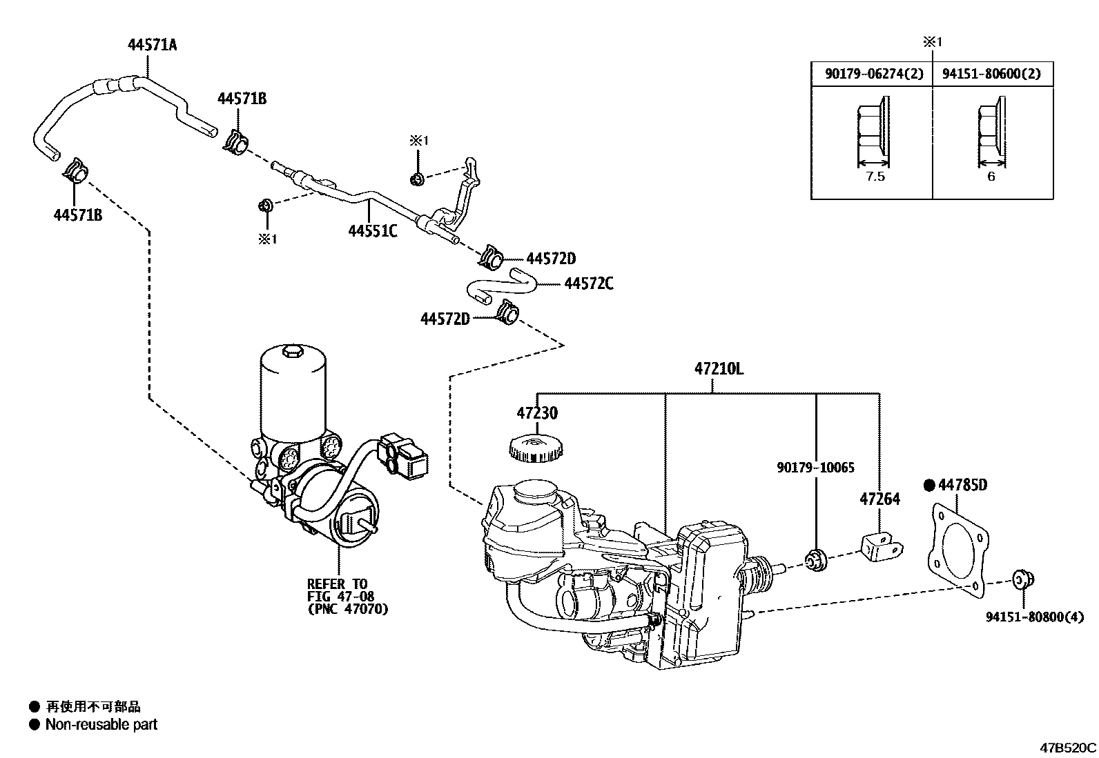 Toyota COROLLA 制动总泵 EPC diagram — 47B520C