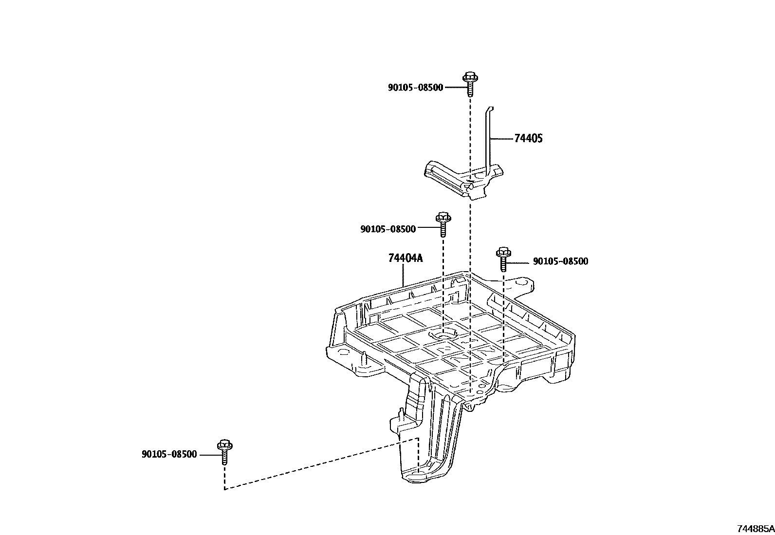 Toyota COROLLA battery holder EPC diagram — 744885A