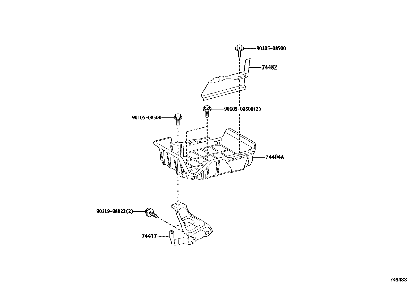 Toyota COROLLA battery holder EPC diagram — 746483