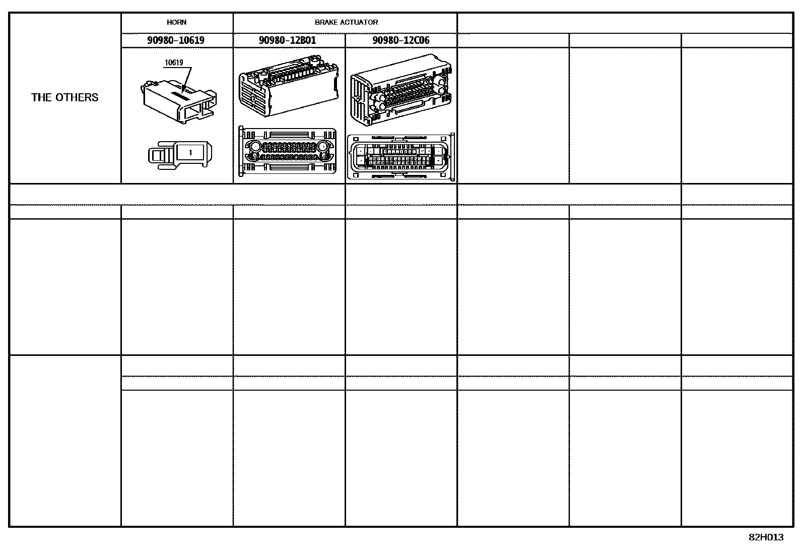 Toyota COROLLA 线束和卡夹 EPC diagram — 82H013