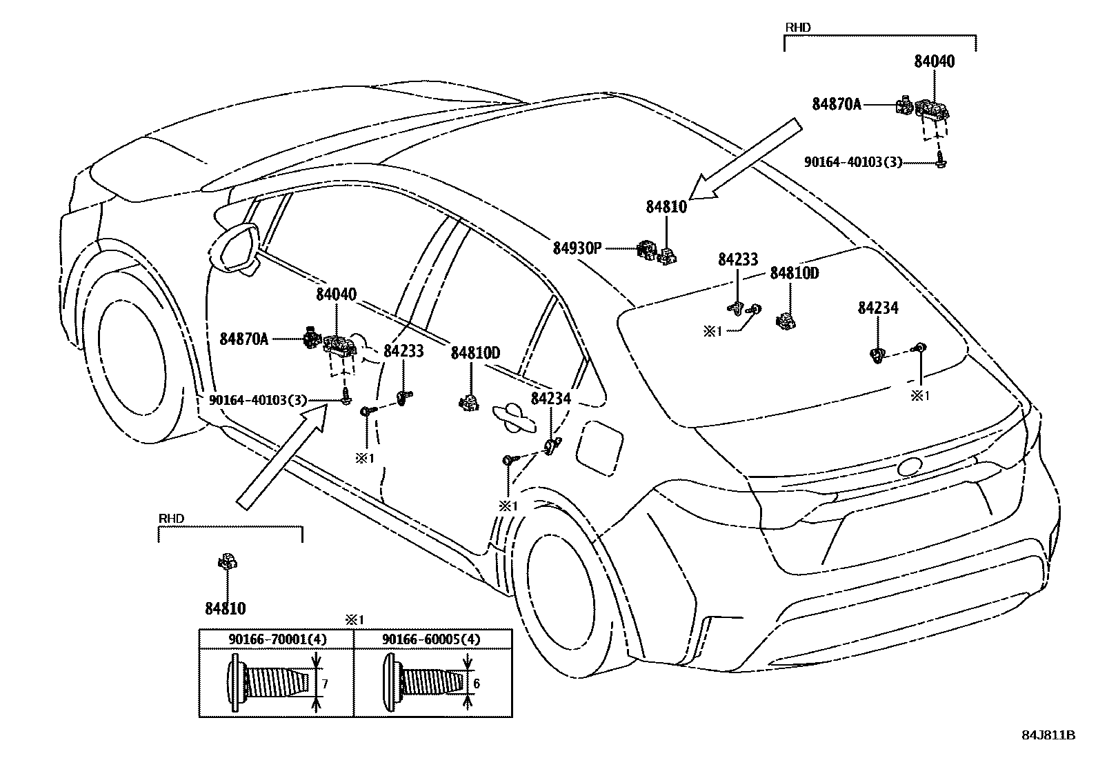 Toyota COROLLA 开关和继电器和ECU EPC diagram — 84J811B