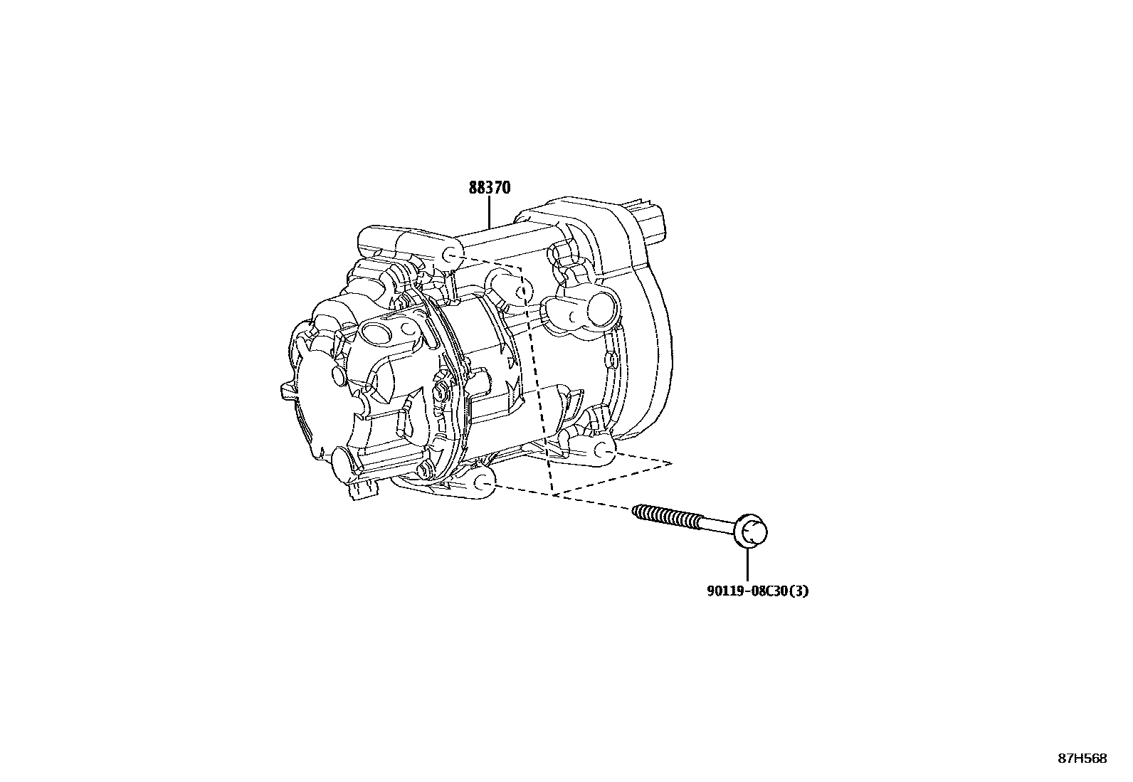Toyota COROLLA Heating & Air Conditioning - Compressor EPC diagram — 87H568