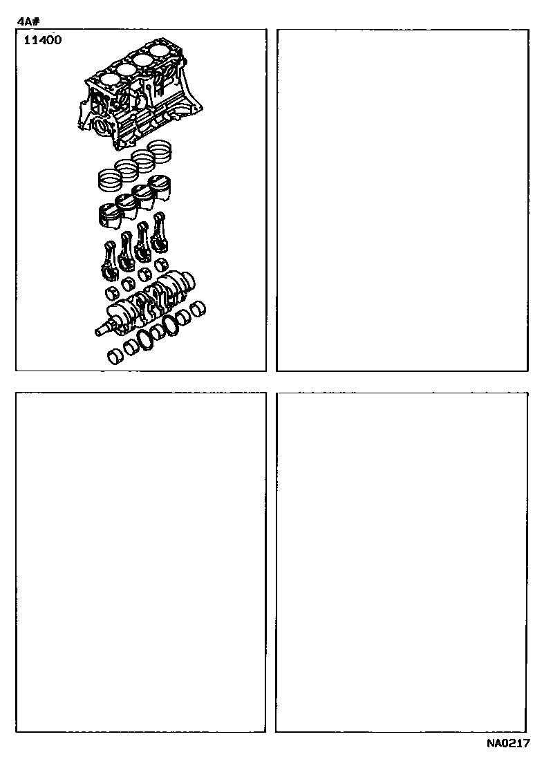 Toyota COROLLA Short Block Assembly EPC diagram — NA0217