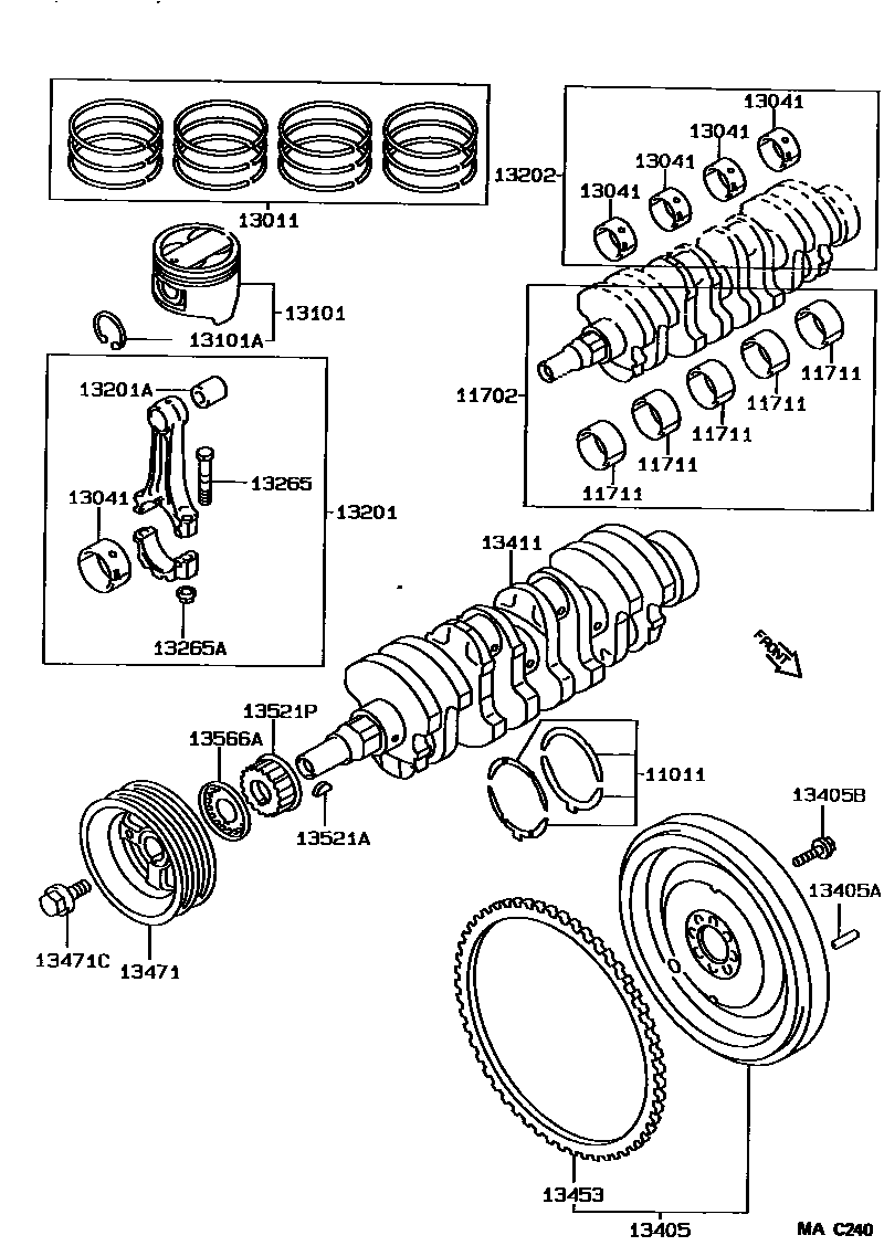 Toyota COROLLA Crankshaft & Piston EPC diagram — MAC240