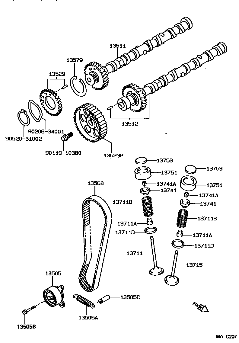 Toyota COROLLA Camshaft & Valve EPC diagram — MAC207