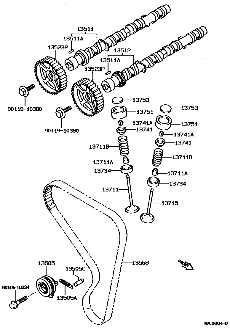 Toyota COROLLA Camshaft & Valve EPC diagram — NA0004D