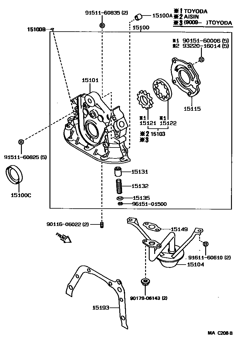 Toyota COROLLA Engine Oil Pump EPC diagram — MAC208B