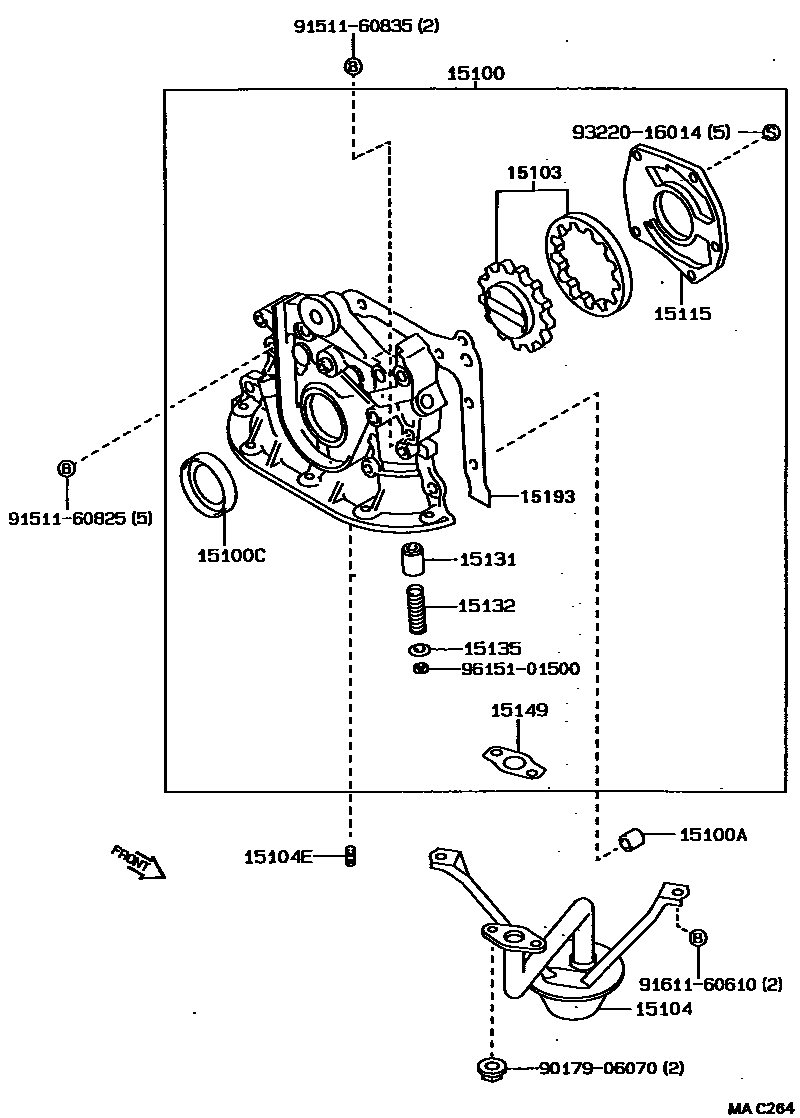 Toyota COROLLA Engine Oil Pump EPC diagram — MAC264