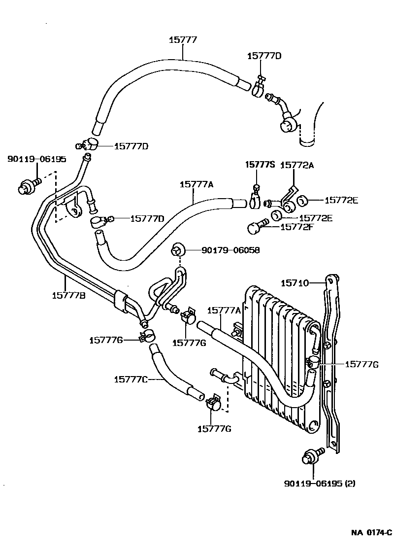 Toyota COROLLA Engine Oil Cooler EPC diagram — NA0174C