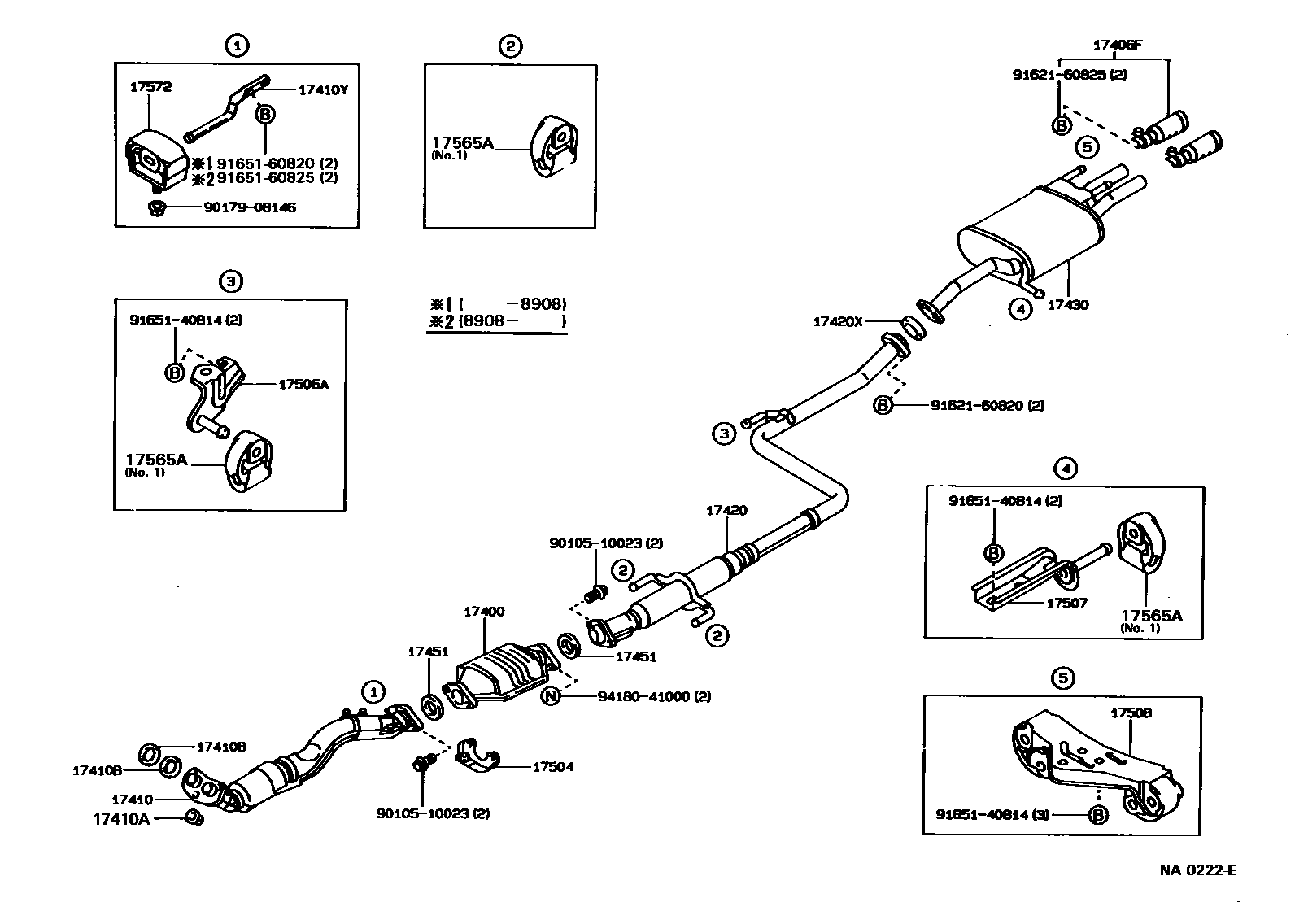 Toyota COROLLA Exhaust Pipe EPC diagram — NA0222E