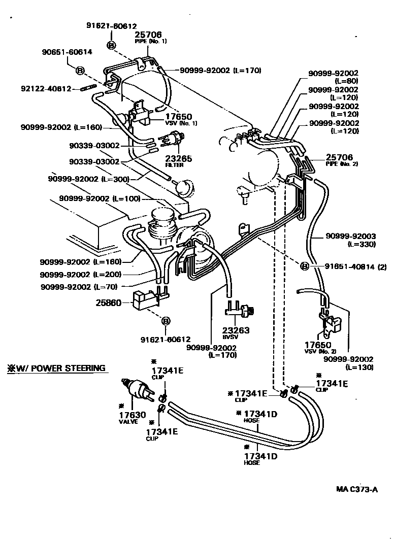 Toyota COROLLA vacuum tube EPC diagram — MAC373A