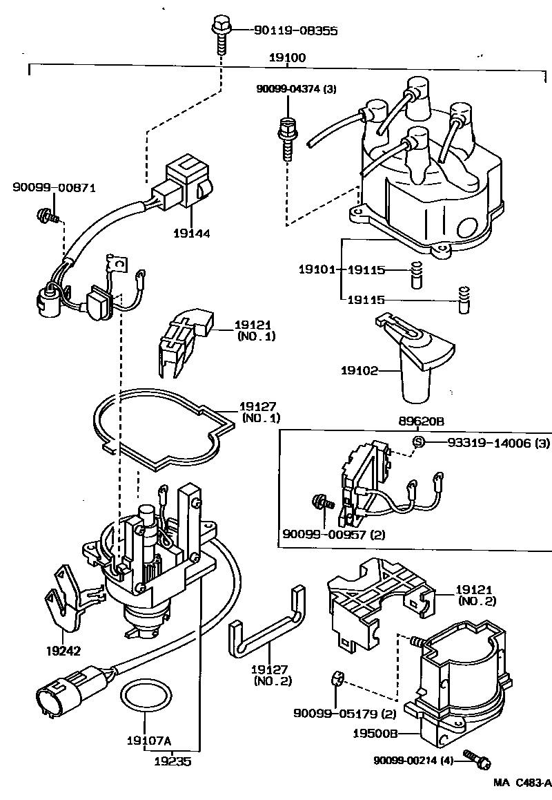 Toyota COROLLA 分电器 EPC diagram — MAC483A