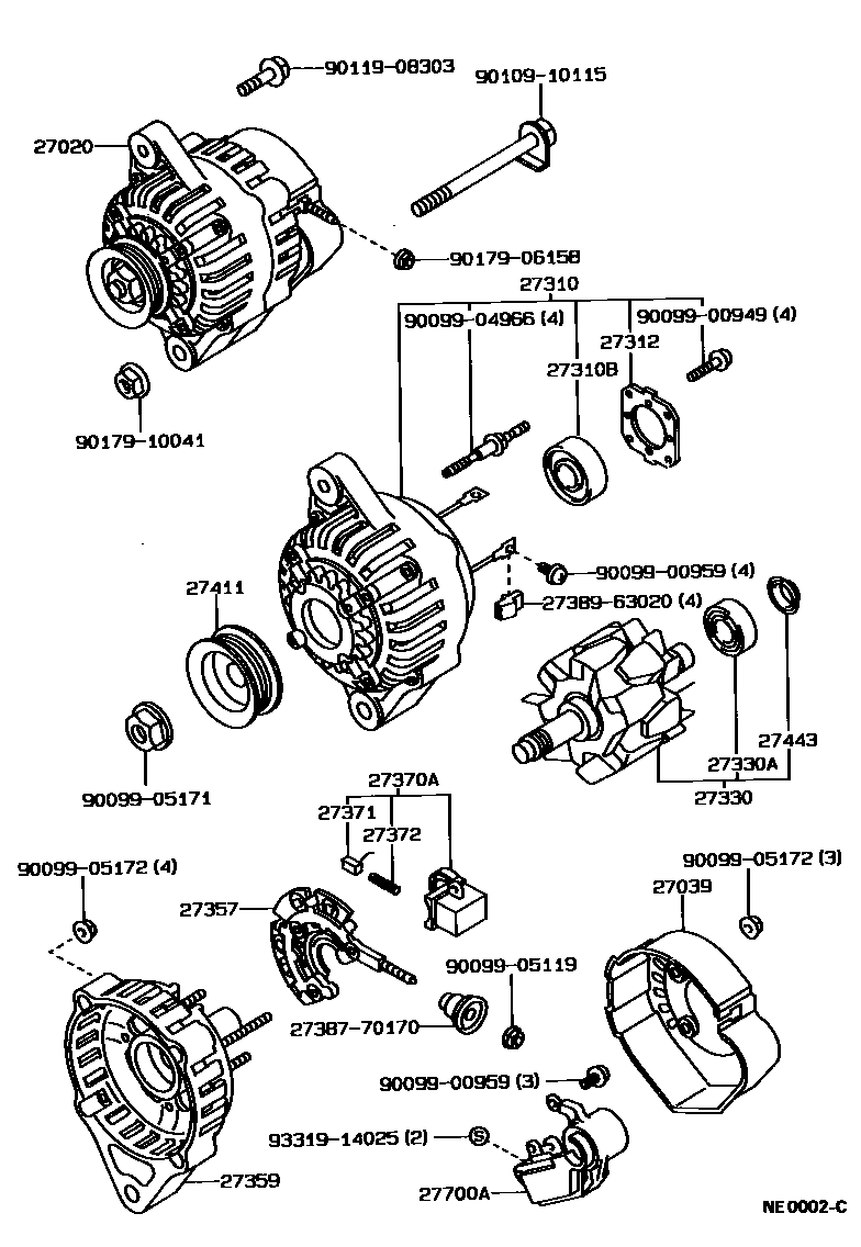 Toyota COROLLA Alternator EPC diagram — NE0002C