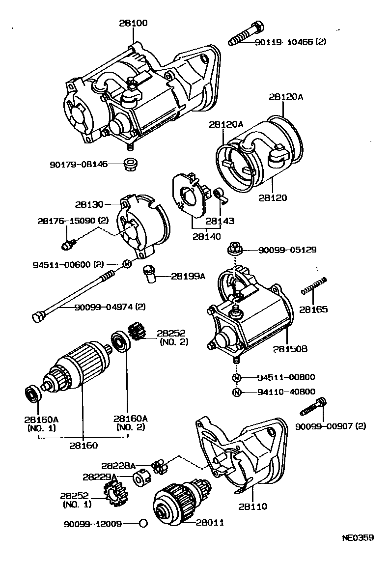 Toyota COROLLA 起动机 EPC diagram — NE0359