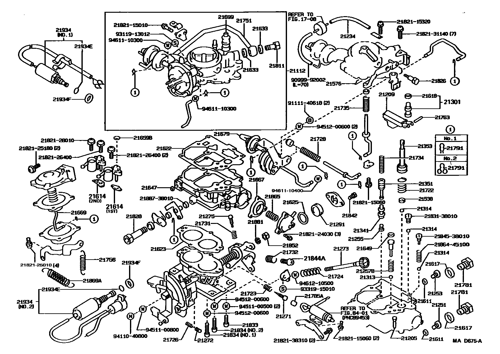 Toyota COROLLA 化油器 EPC diagram — MAD675A