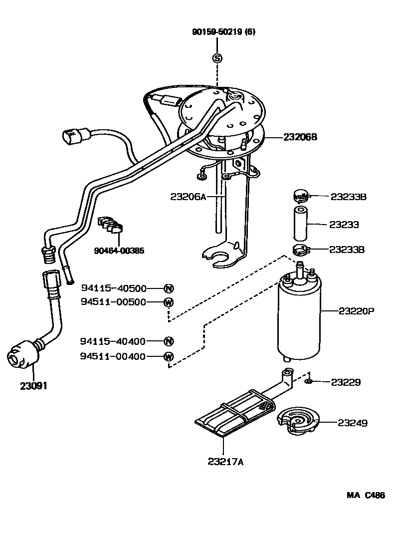 Toyota COROLLA 燃油喷射系统 EPC diagram — MAC486