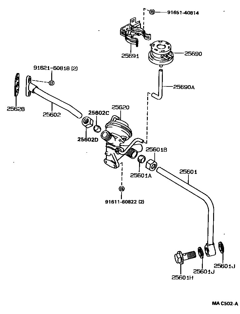 Toyota COROLLA 废气再循环系统 EPC diagram — MAC502A