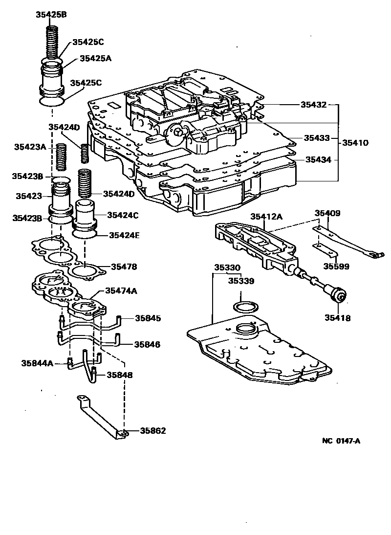 Toyota COROLLA 阀体和滤油网(ATM) EPC diagram — NC0147A