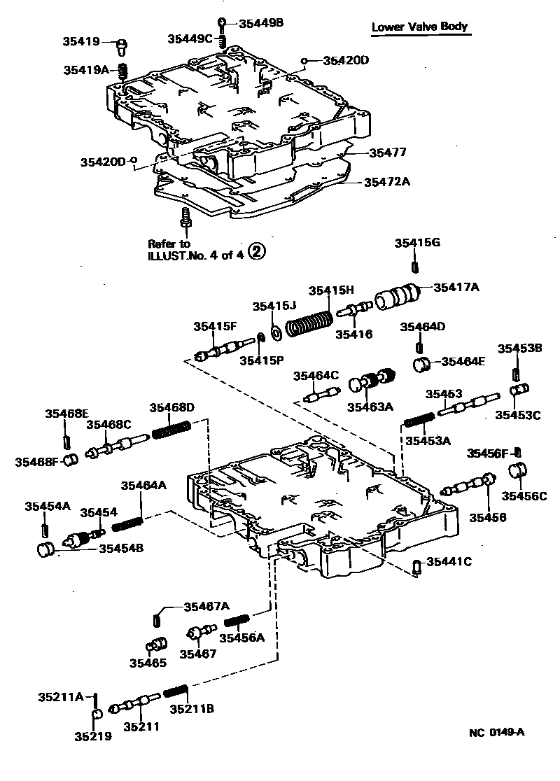 Toyota COROLLA 阀体和滤油网(ATM) EPC diagram — NC0149A