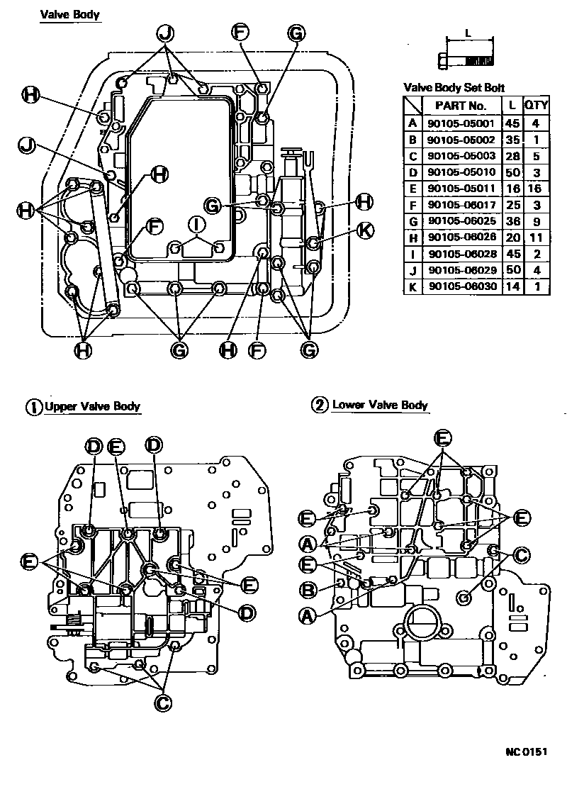 Toyota COROLLA 阀体和滤油网(ATM) EPC diagram — NC0151