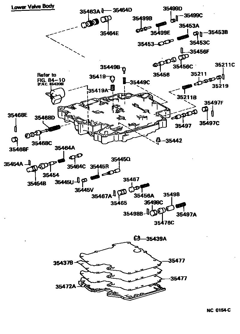 Toyota COROLLA 阀体和滤油网(ATM) EPC diagram — NC0154C