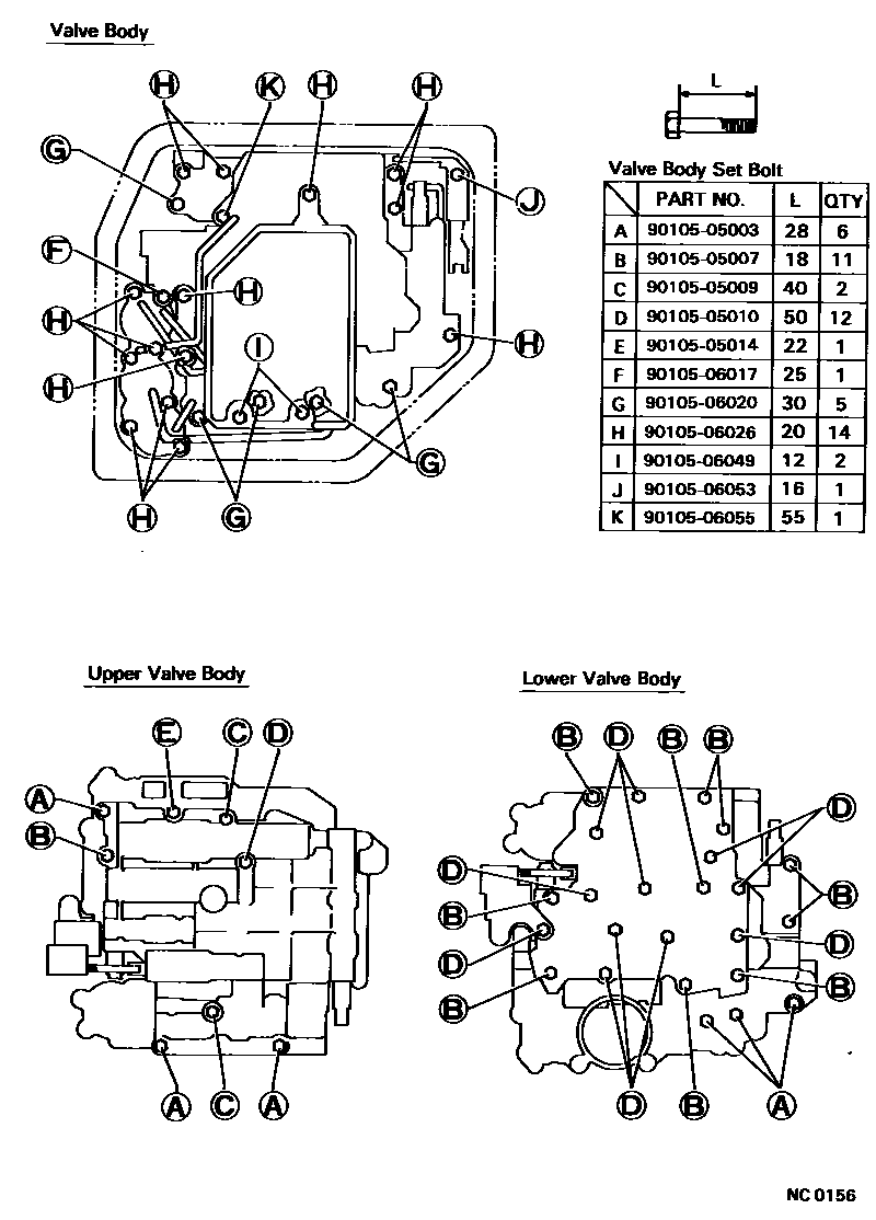 Toyota COROLLA 阀体和滤油网(ATM) EPC diagram — NC0156