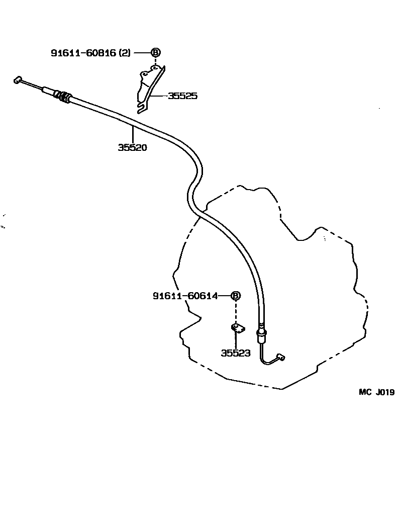 Toyota COROLLA 节气阀连杆和阀杆(ATM) EPC diagram — MCJ019